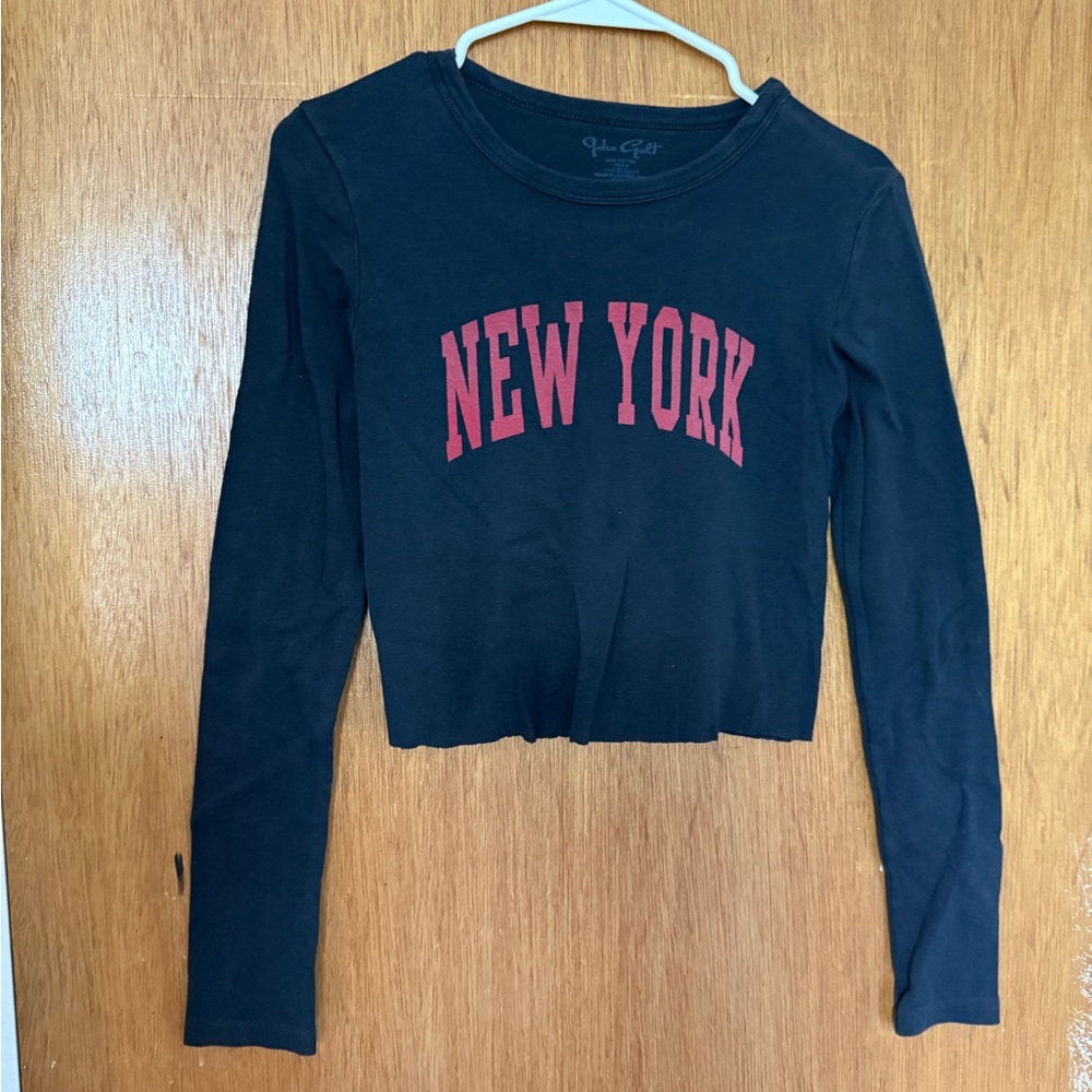 Brandy Melville Black Long Sleeve Crop Top
